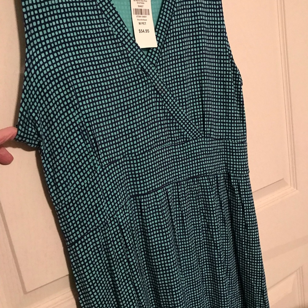 LLBean  Teal & Navy Checkered Dress